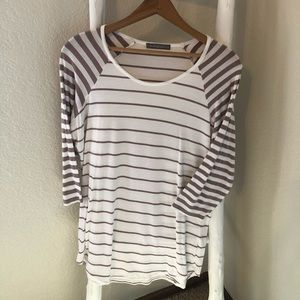 Loveappella 3/4 Sleeve Striped Baseball Tee